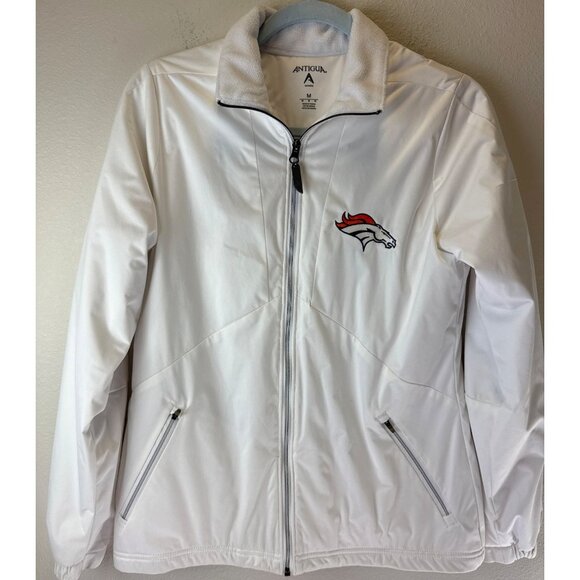 Denver Broncos Women’s Fleeced Lined Full Zip Pocket White Jacket Medium Footbal - Picture 1 of 16